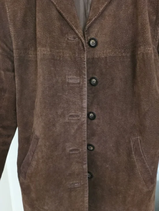 Style & Co. Women's Brown Suede Button-Front Pea Coat - Picture 10 of 14